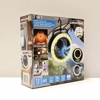 Campinglampe med blæser