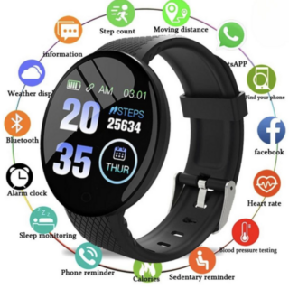 Smartwatch, Macaron, Sort.