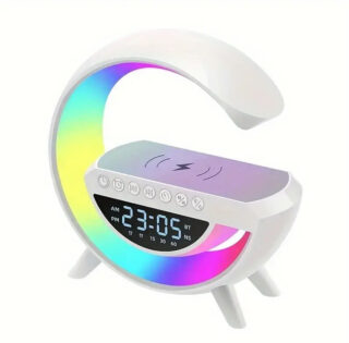 Trådløs Oplader / FM Radio / Højttaler / Ur / Alarm med LED Lys - Billede 3